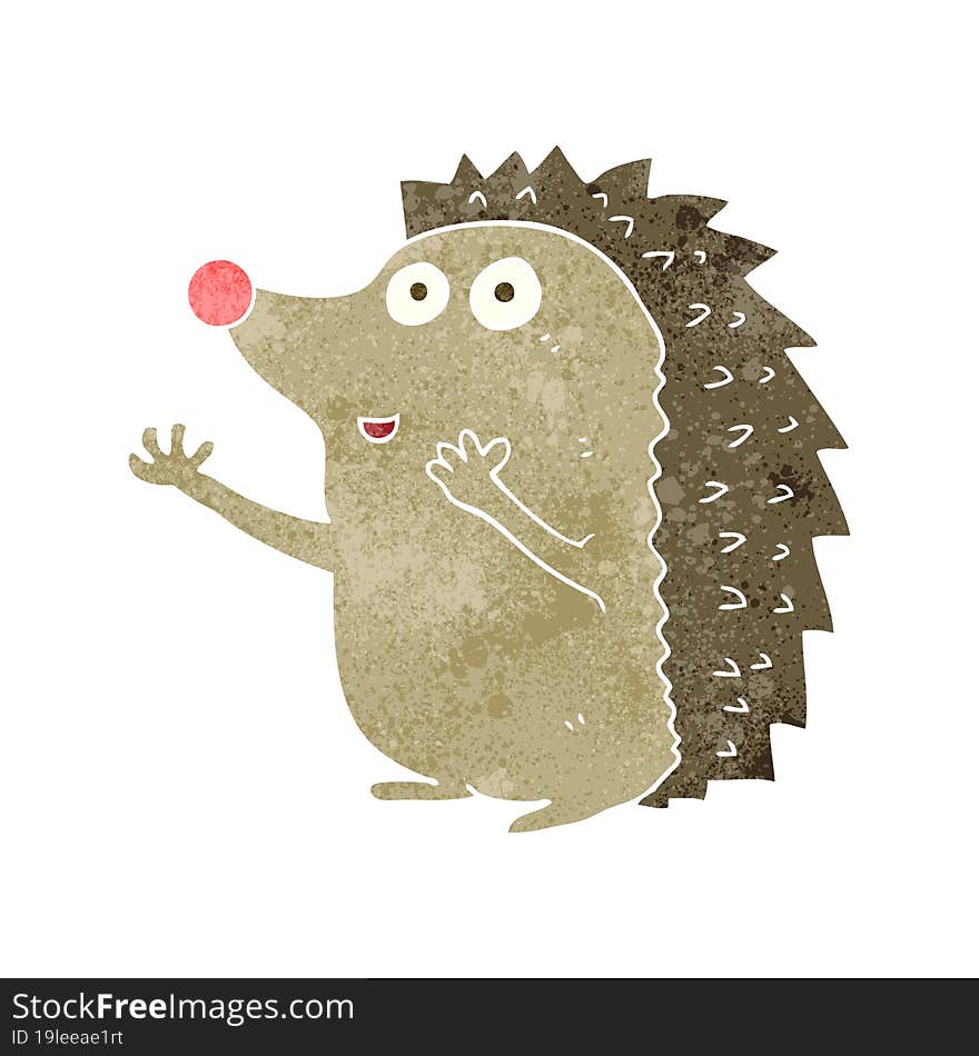 retro cartoon cute hedgehog