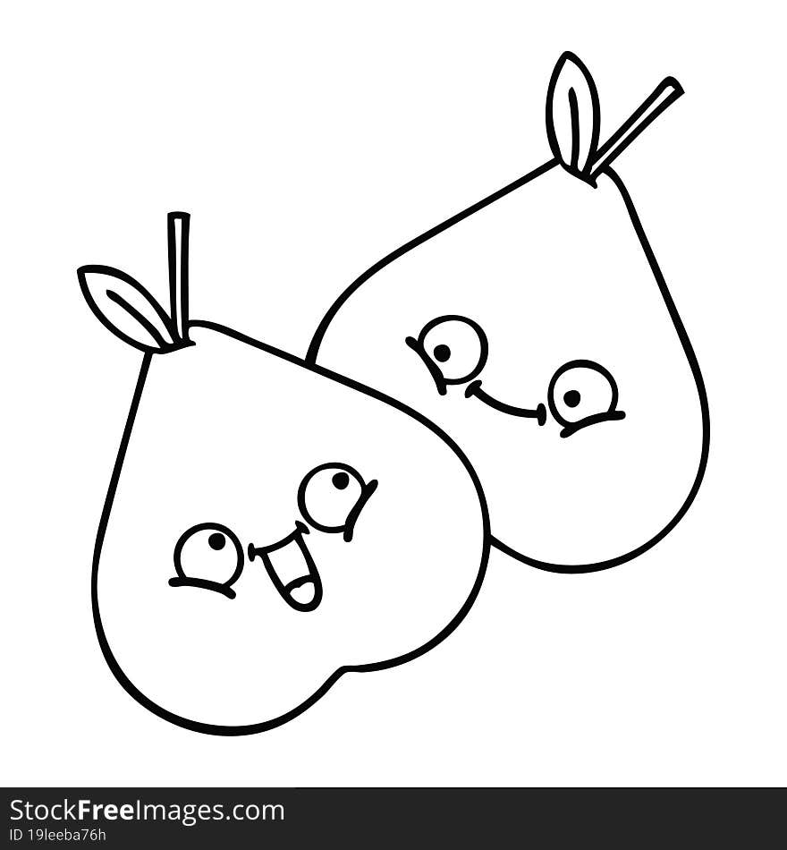 line drawing cartoon green pear