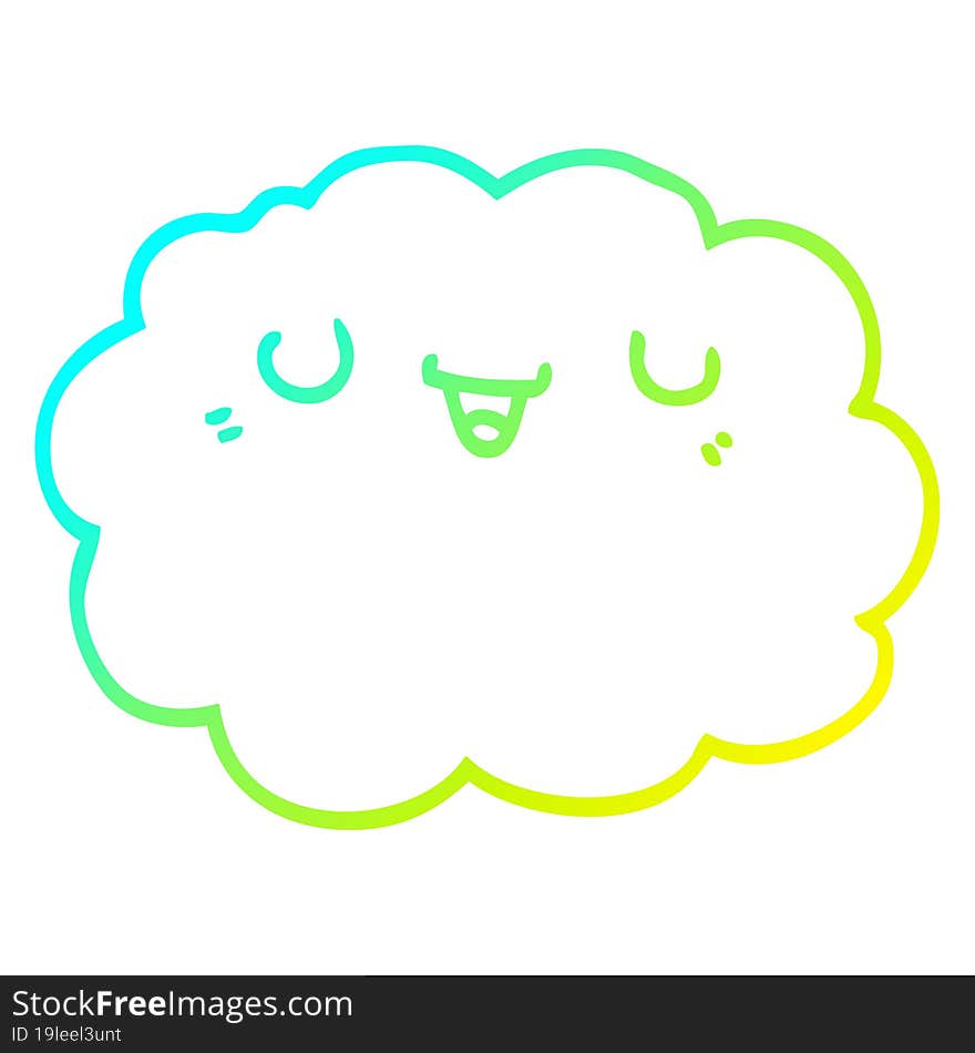 cold gradient line drawing of a cartoon cloud