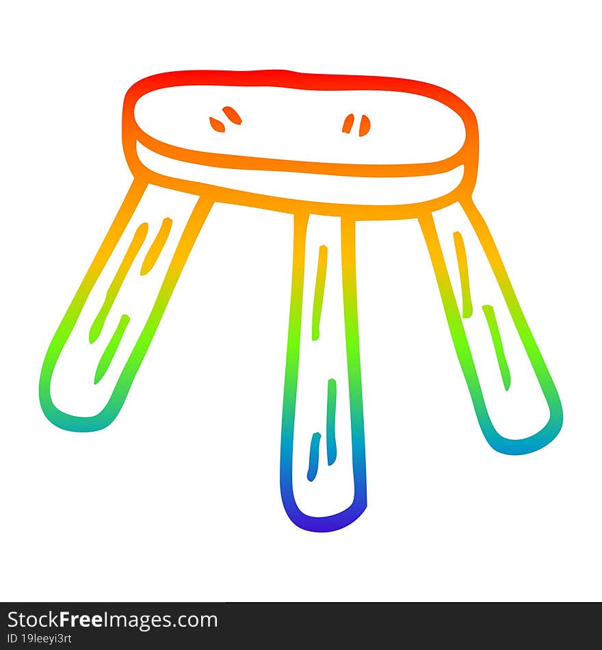 rainbow gradient line drawing cartoon low stool