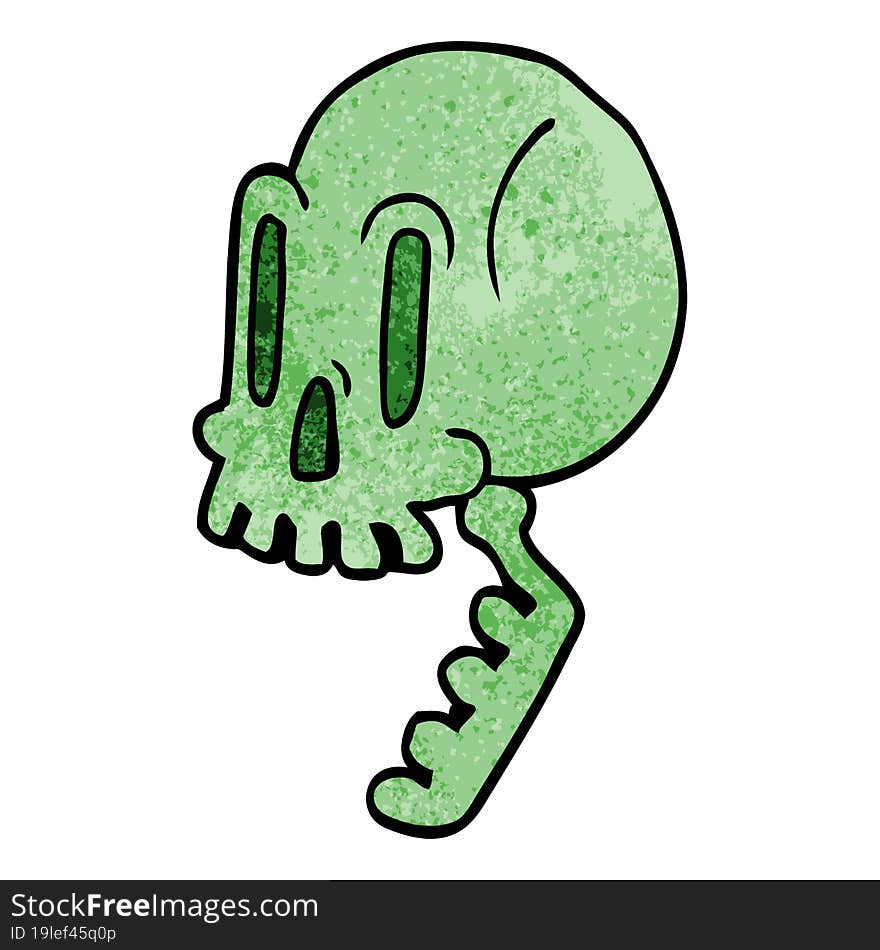 cartoon doodle green skull