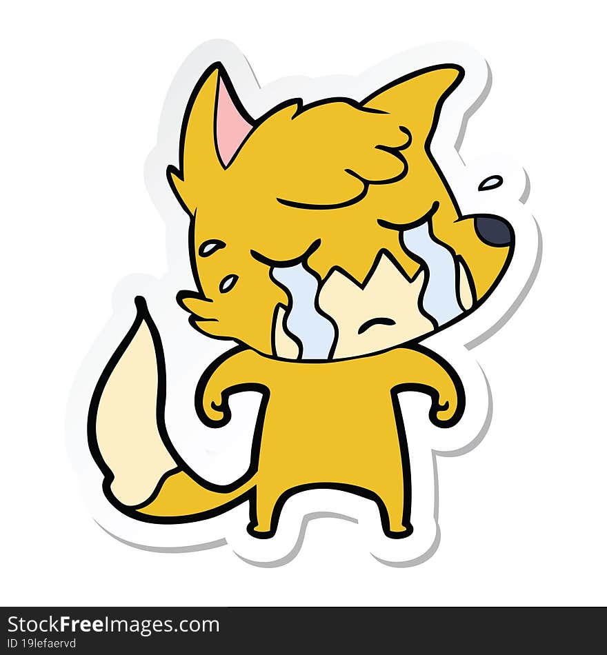 sticker of a crying fox cartoon