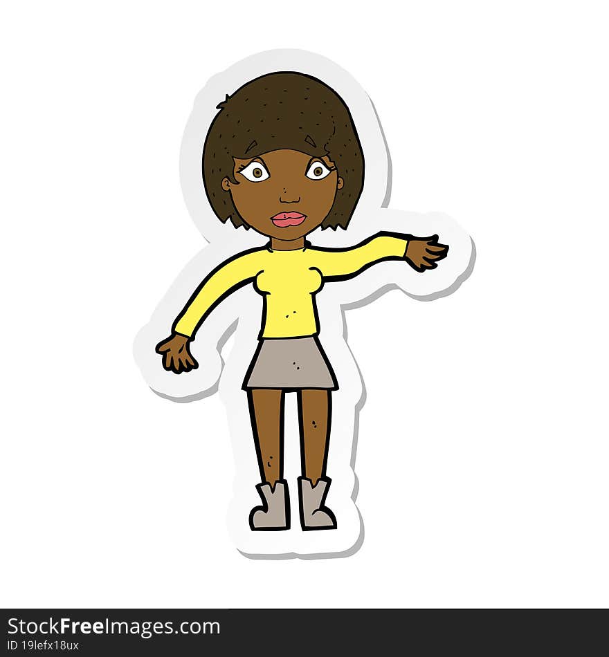 sticker of a cartoon surprised woman