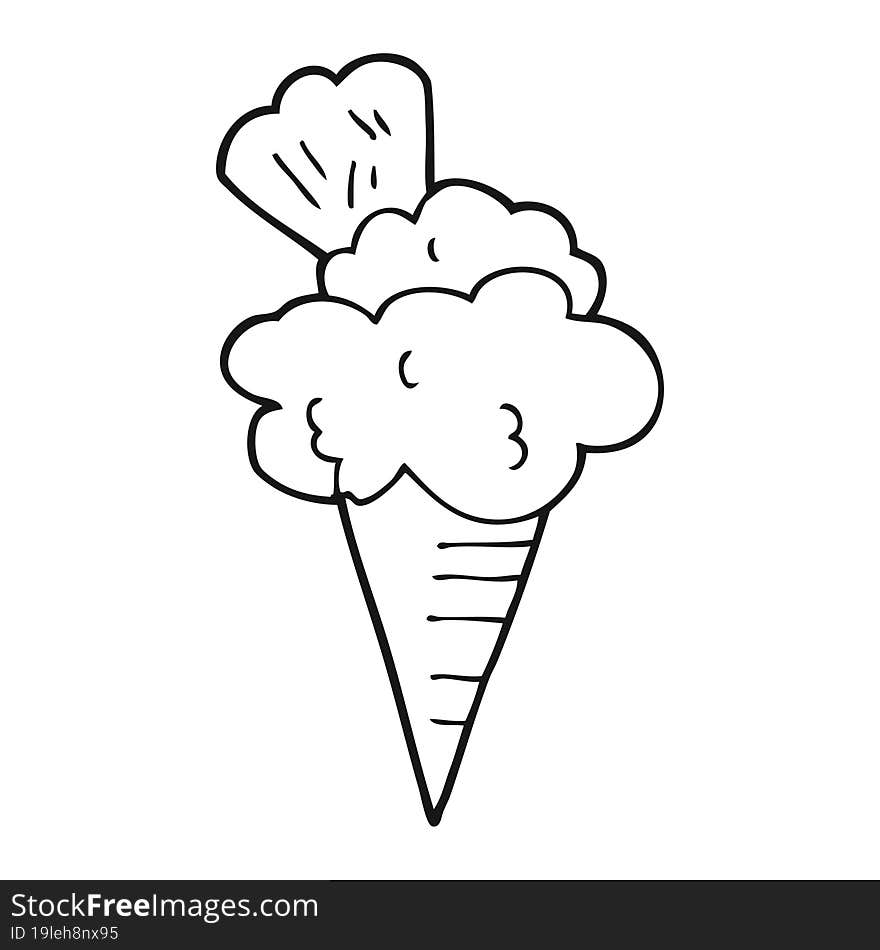 black and white cartoon ice cream