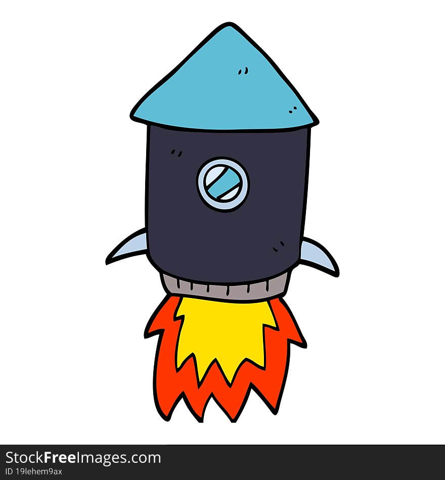 cartoon doodle space rocket