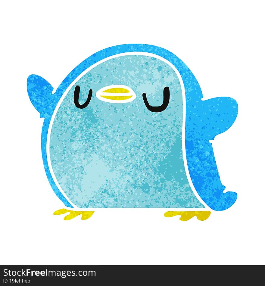 retro cartoon kawaii of a cute penguin