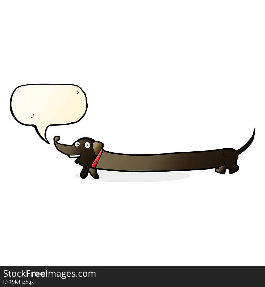 cartoon dachshund with speech bubble