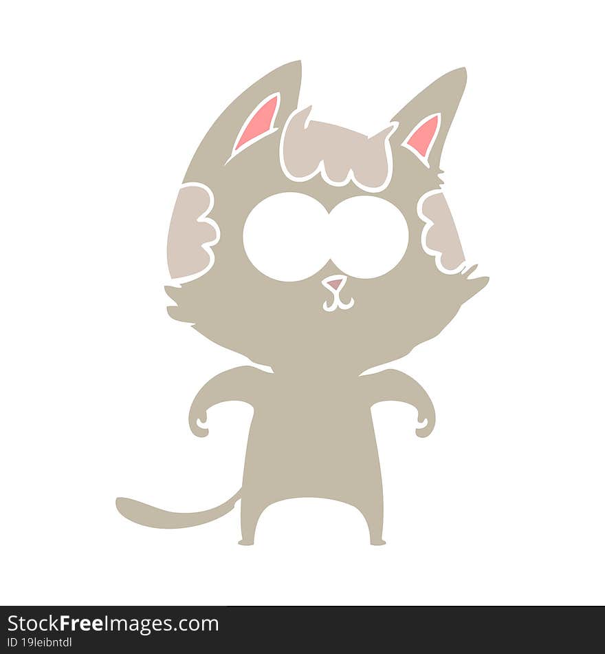 happy flat color style cartoon cat