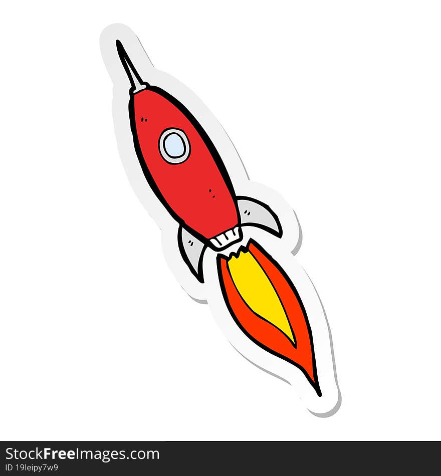 Sticker Of A Cartoon Spaceship