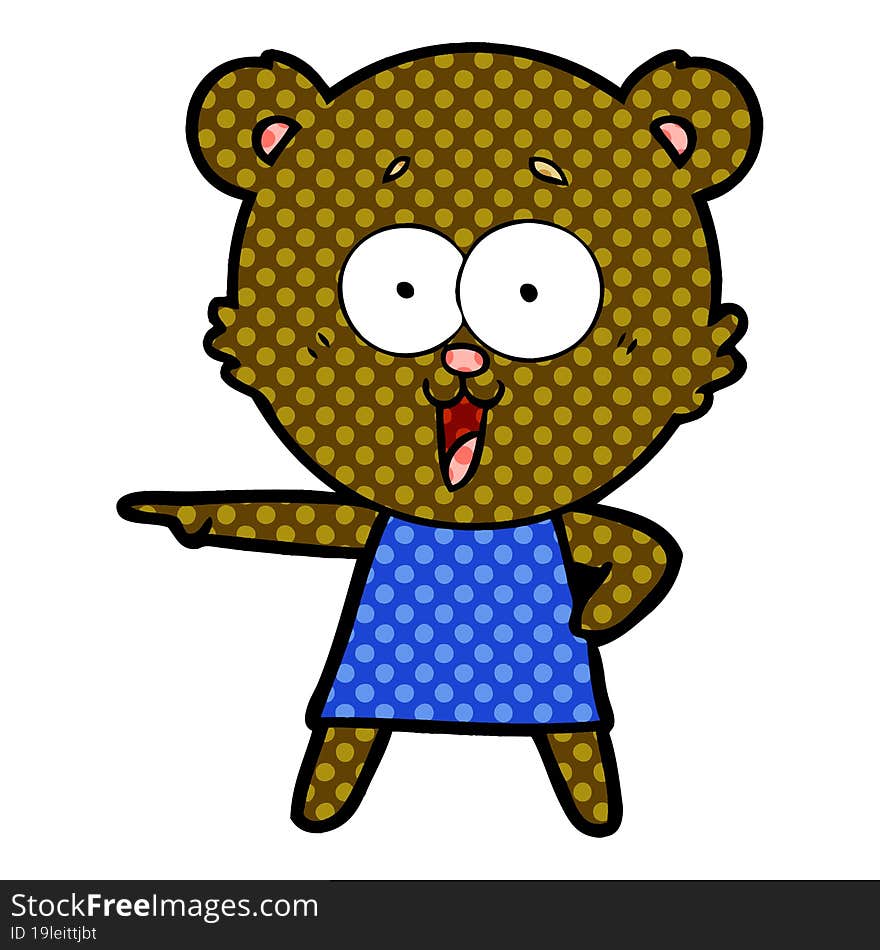 laughing pointing teddy bear cartoon. laughing pointing teddy bear cartoon