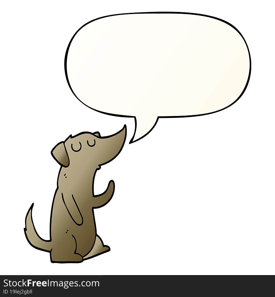 Cartoon Dog And Speech Bubble In Smooth Gradient Style