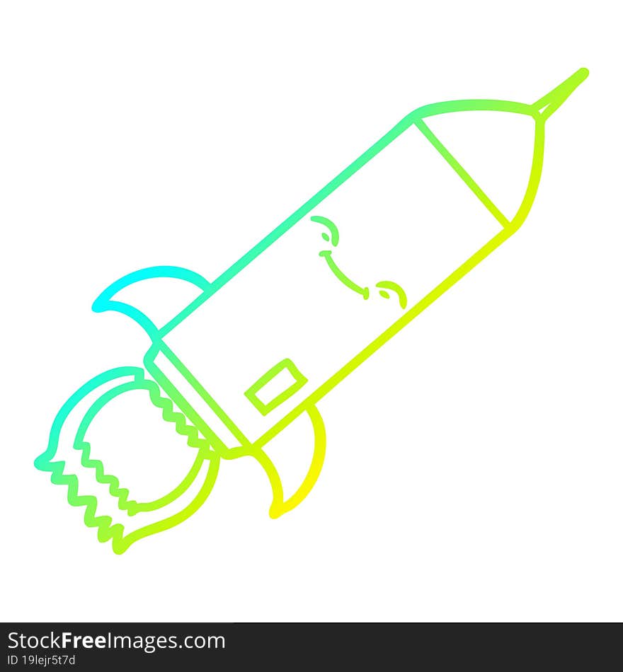 cold gradient line drawing cartoon rocket