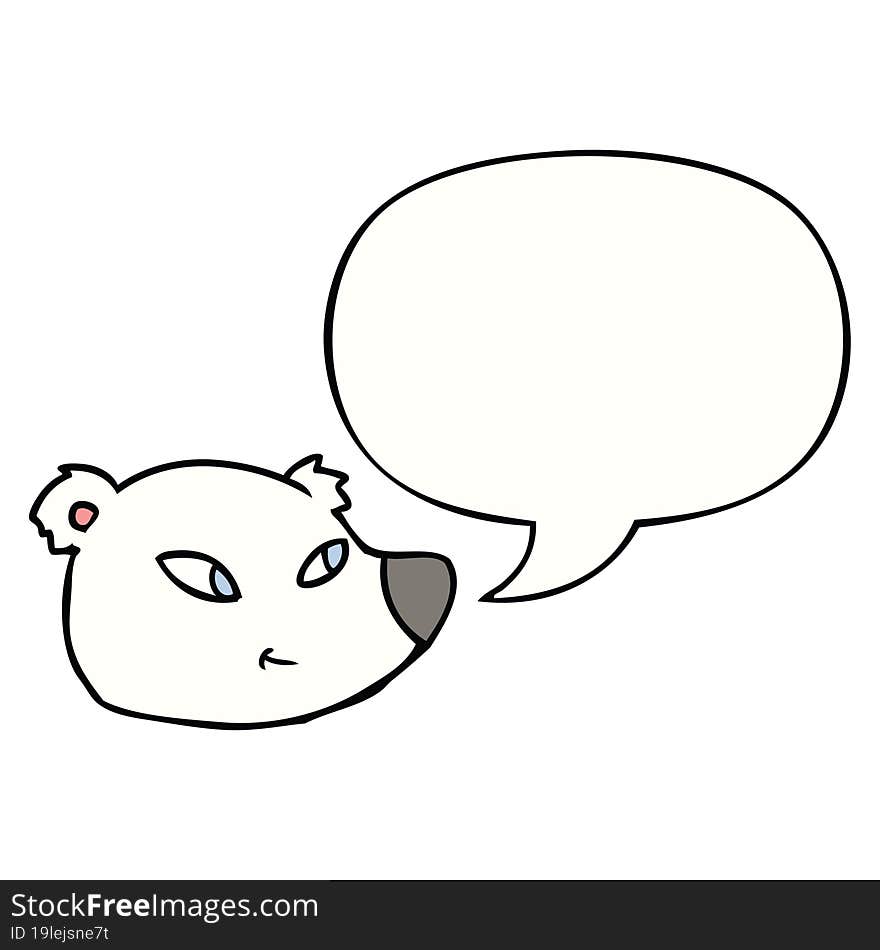 cartoon polar bear face and speech bubble