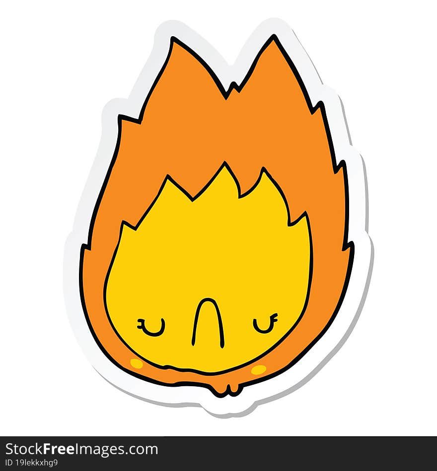 sticker of a cartoon unhappy flame