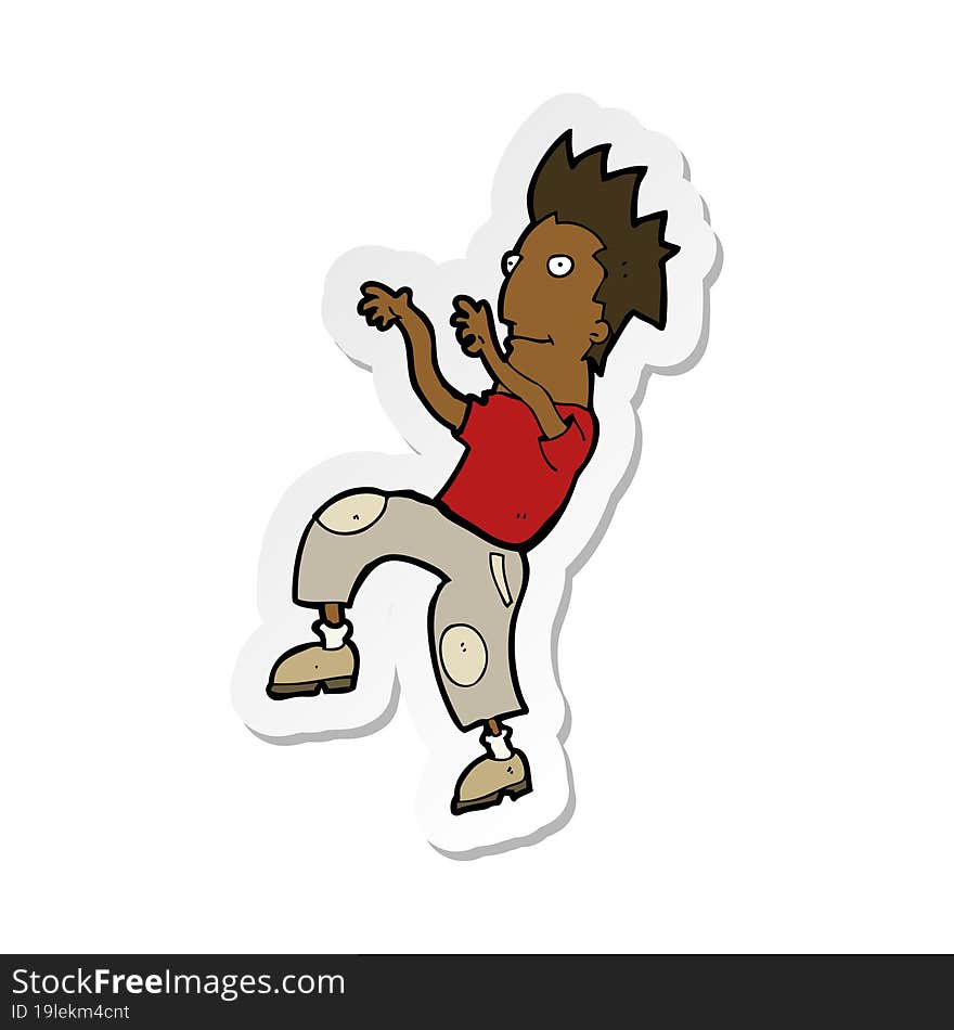 sticker of a cartoon happy man doing funny dance