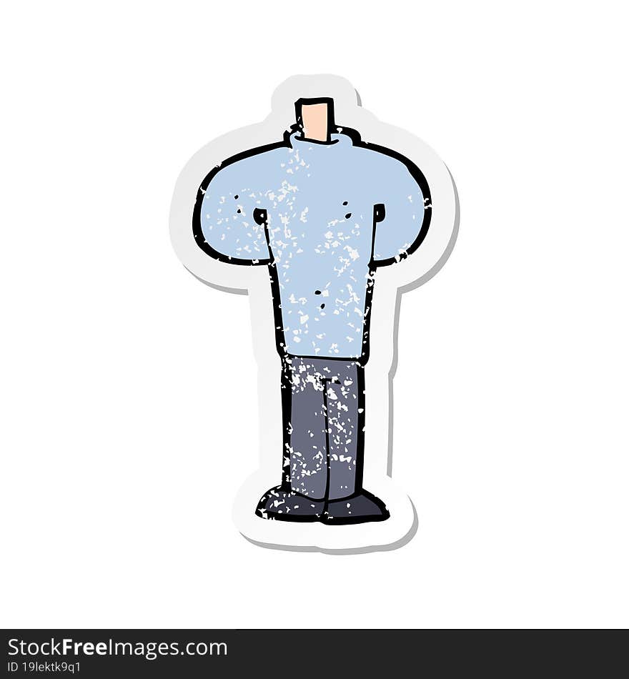 Retro Distressed Sticker Of A Cartoon Body Standing Still