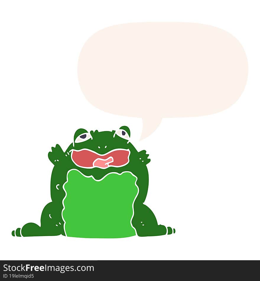 cartoon toad and speech bubble in retro style