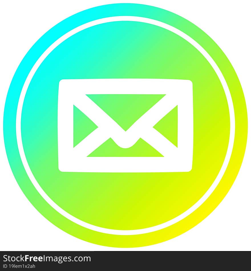 envelope letter circular icon with cool gradient finish. envelope letter circular icon with cool gradient finish