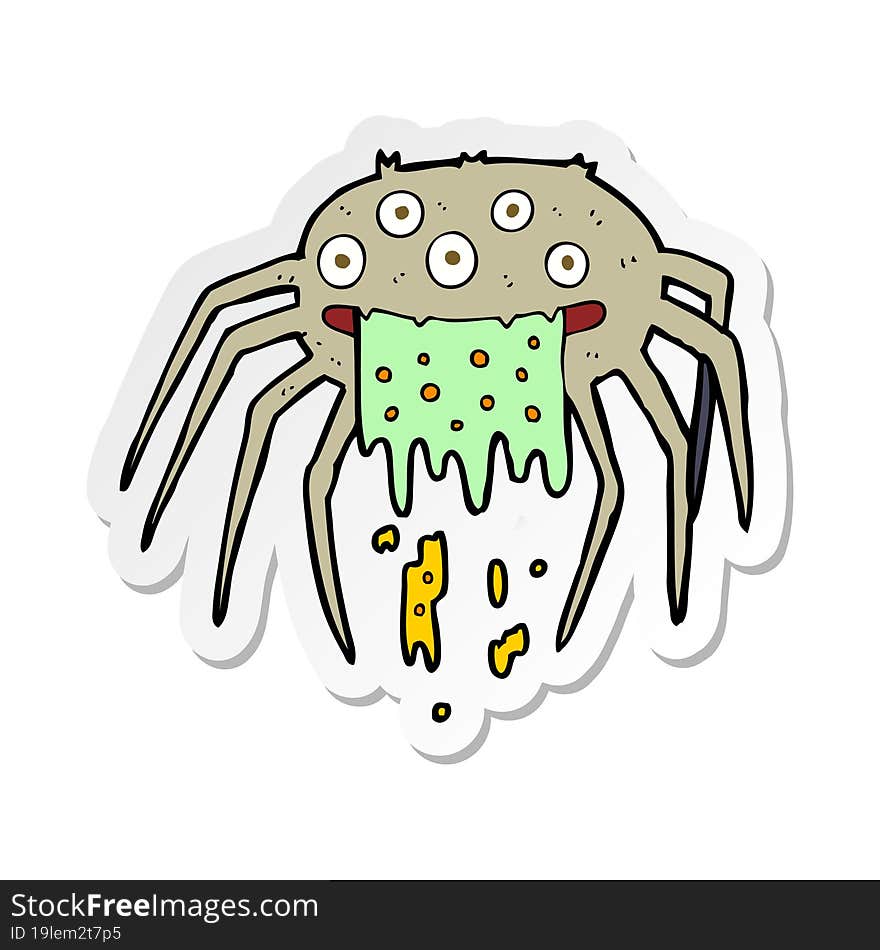 Sticker Of A Cartoon Gross Halloween Spider