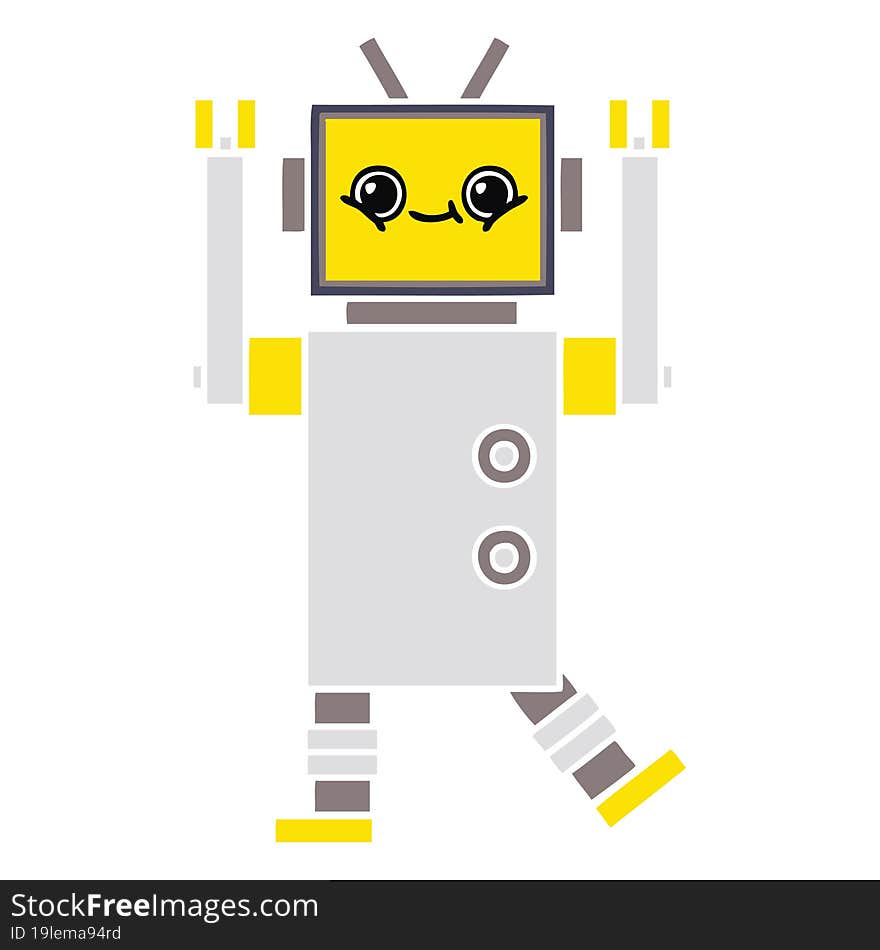 flat color retro cartoon of a robot