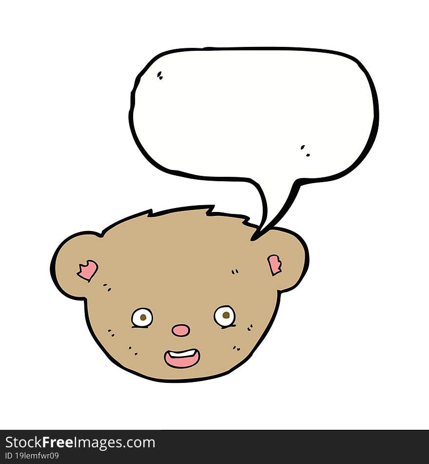 cartoon teddy bear face with speech bubble