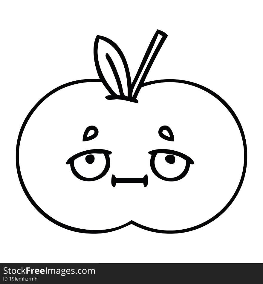 line drawing cartoon red apple