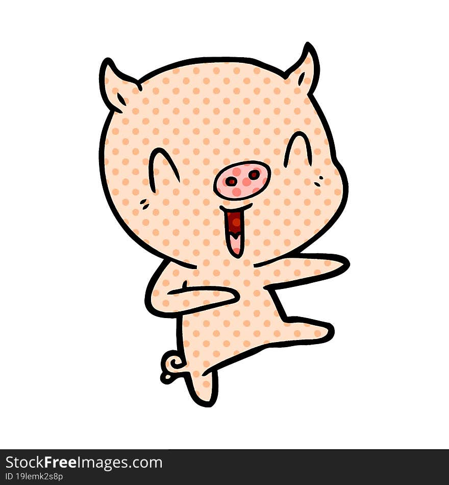 cartoon pig dancing. cartoon pig dancing