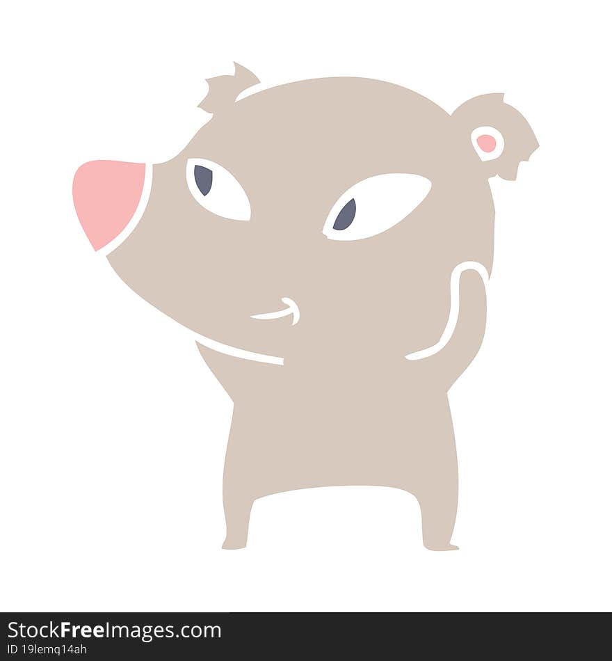 cute flat color style cartoon bear