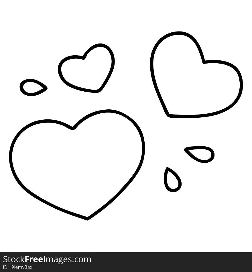 line doodle love heart symbols thumping. line doodle love heart symbols thumping