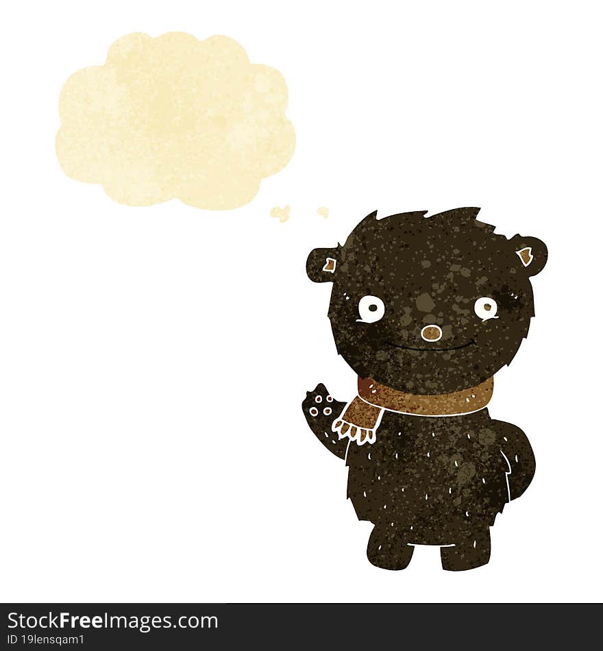 Cartoon Cute Black Bear With Thought Bubble