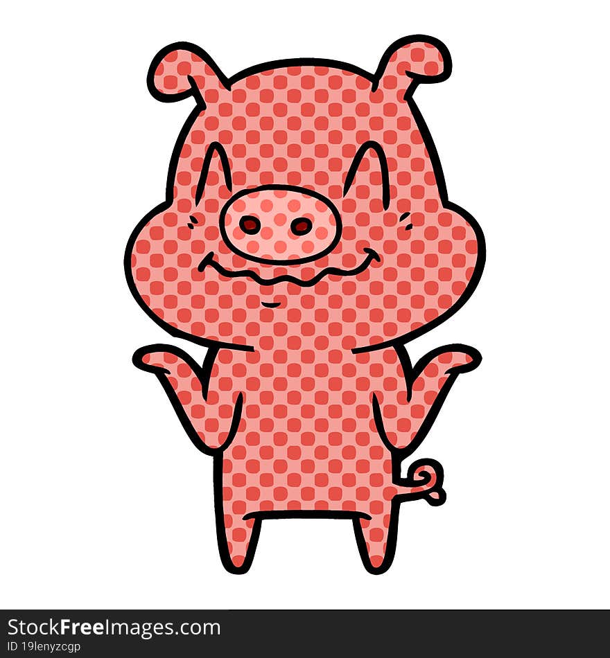 nervous cartoon pig. nervous cartoon pig