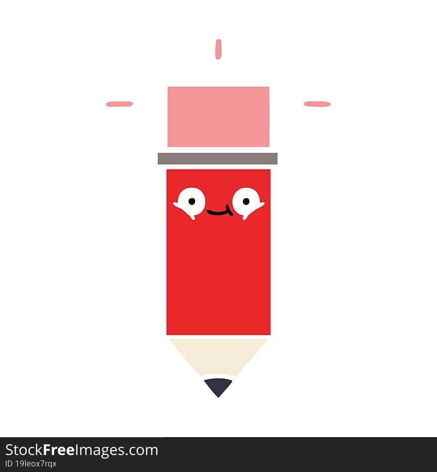 flat color retro cartoon of a pencil