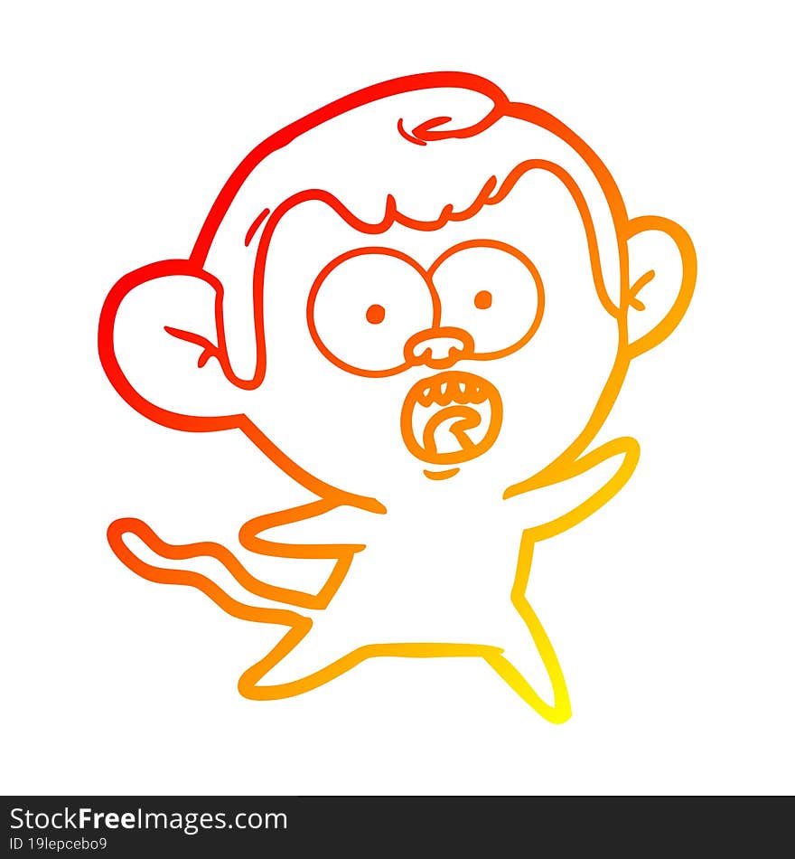 warm gradient line drawing cartoon shocked monkey