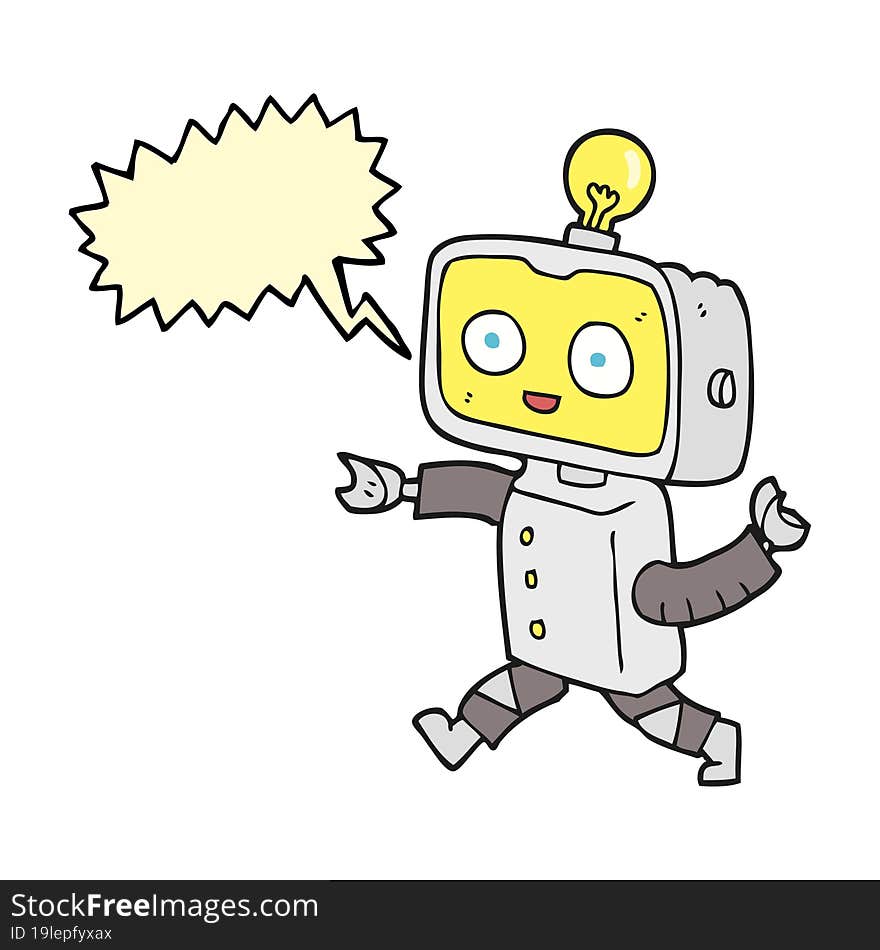 speech bubble cartoon little robot