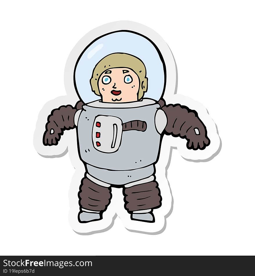 sticker of a cartoon space man