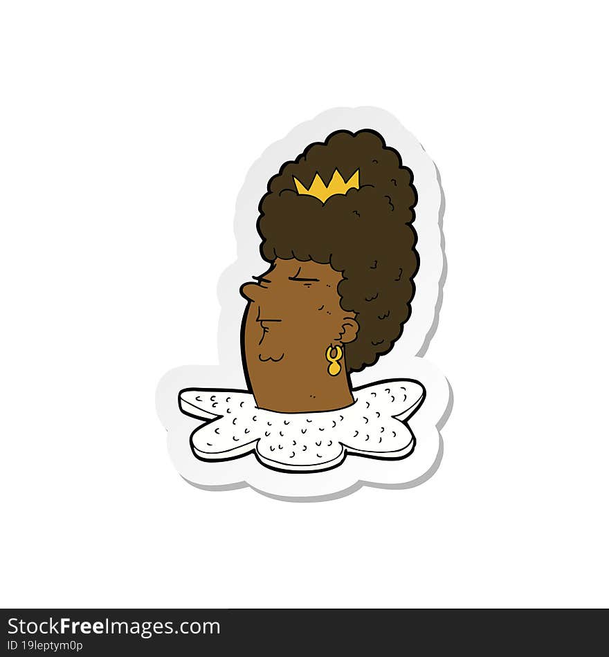 Sticker Of A Cartoon Queens Head