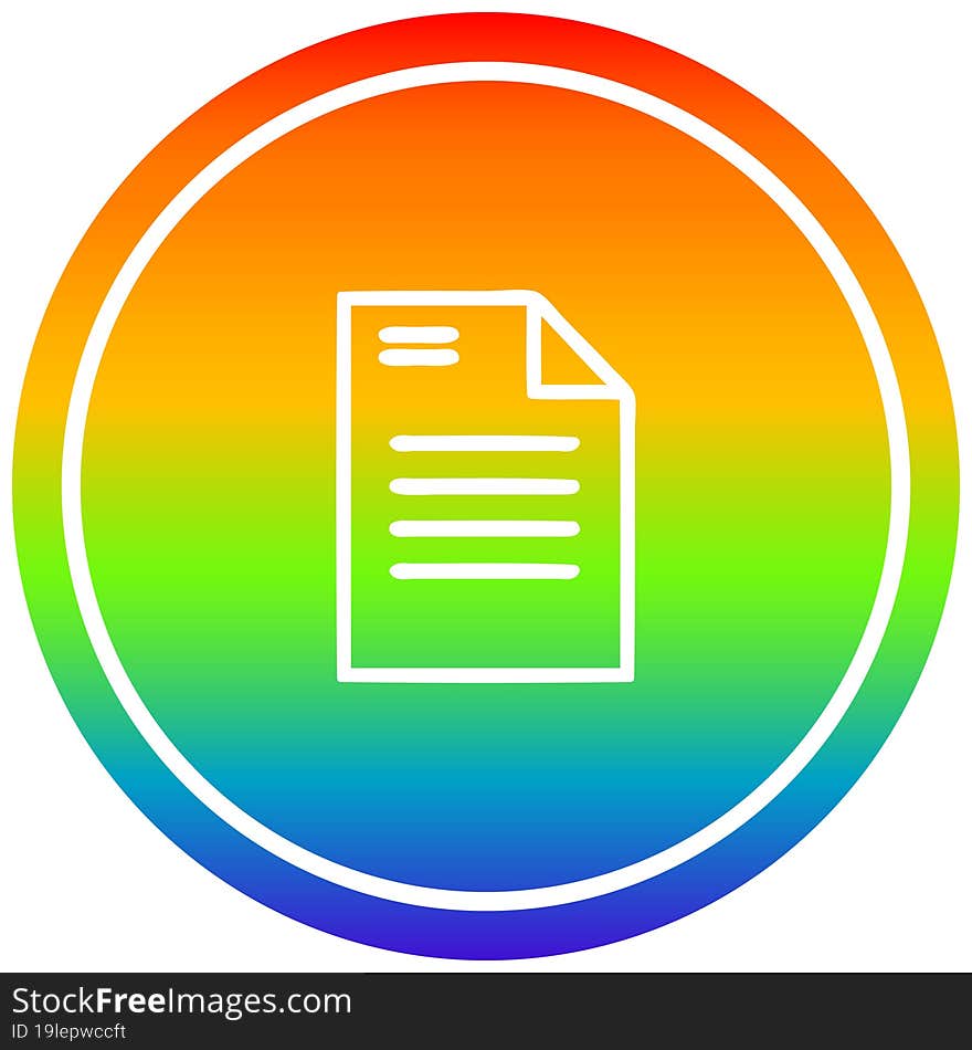 official document circular in rainbow spectrum