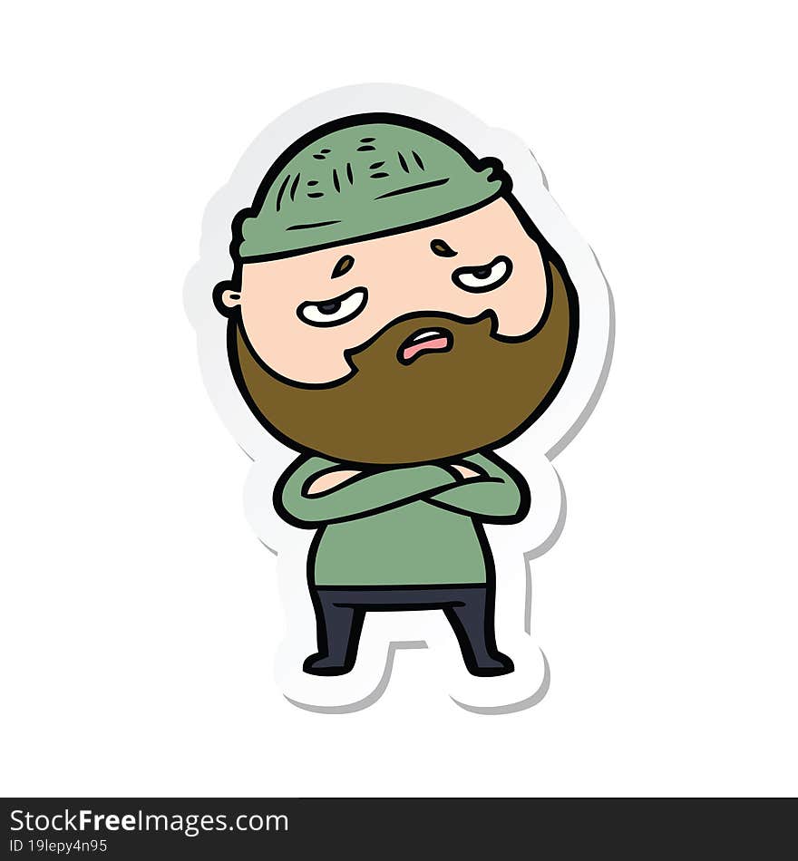 sticker of a cartoon worried man with beard