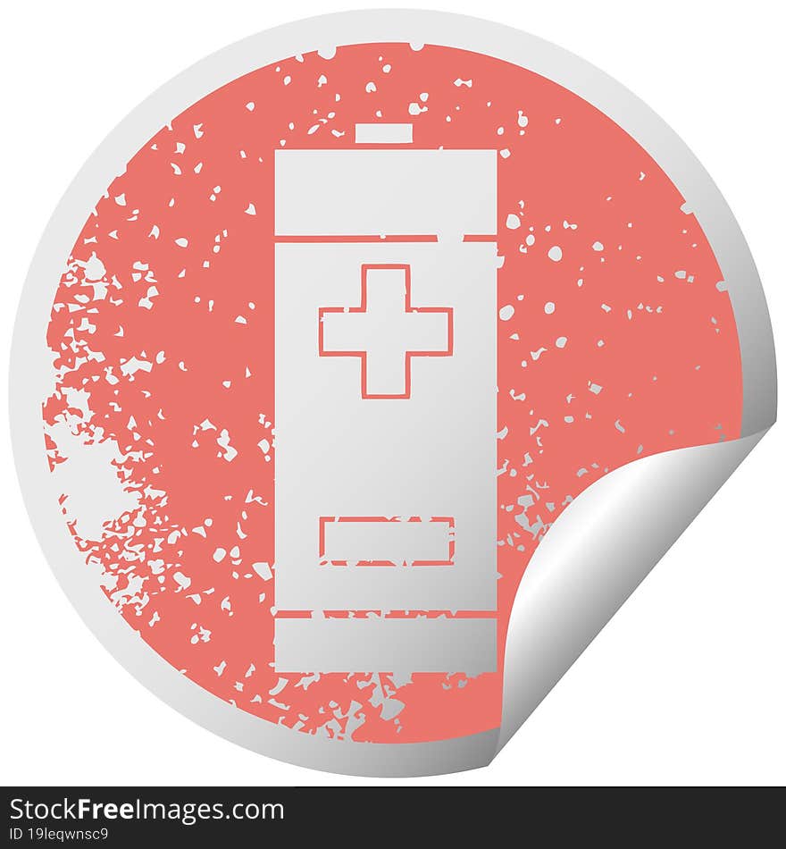 distressed circular peeling sticker symbol electrical battery