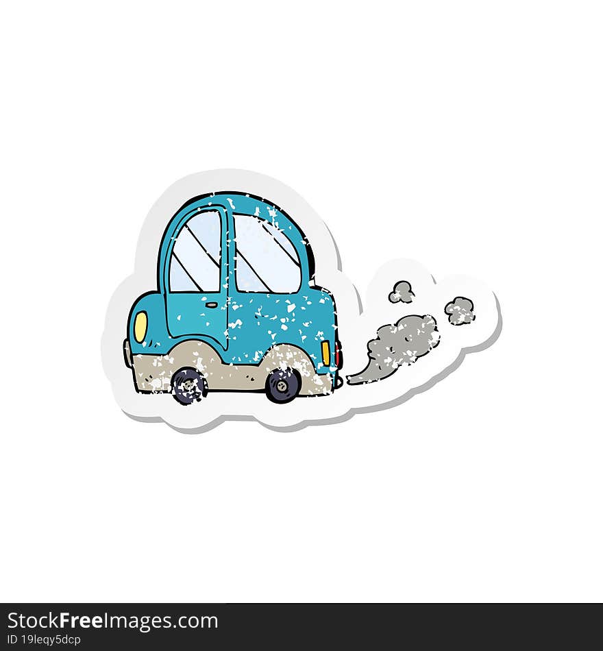 retro distressed sticker of a cartoon car