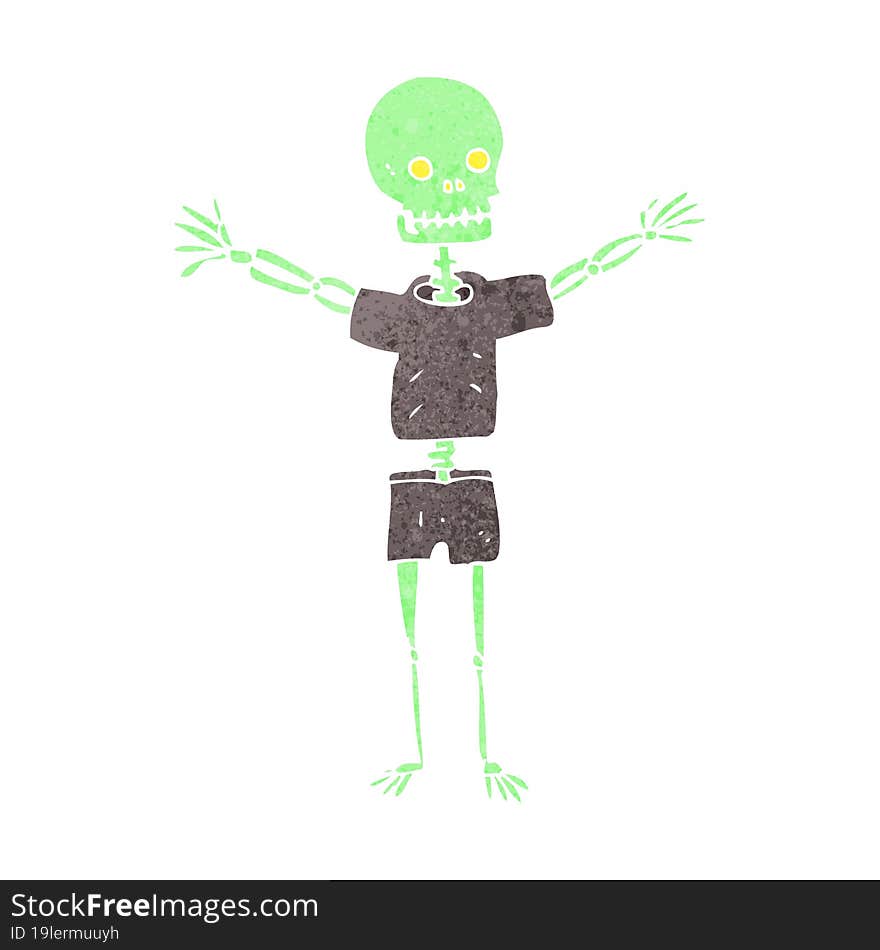 cartoon skeleton in clothes