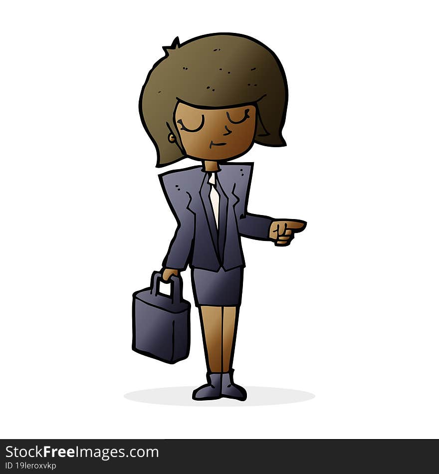 Cartoon Businesswoman Pointing