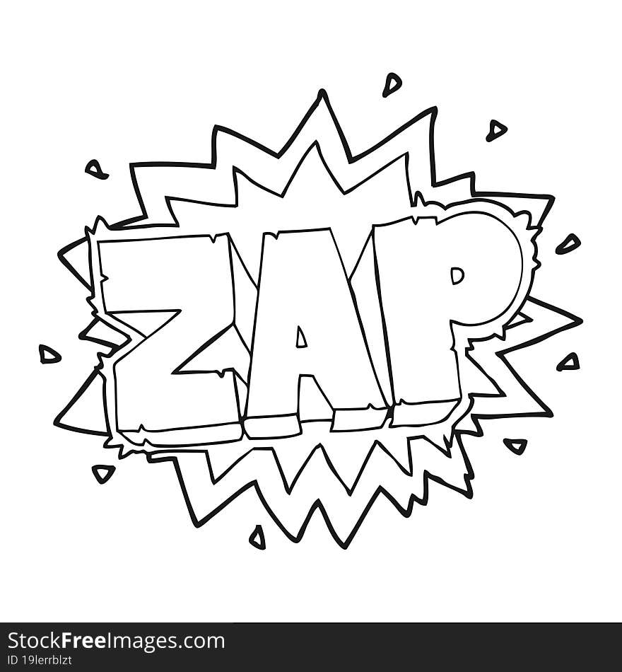 happy freehand black and white cartoon zap explosion sign