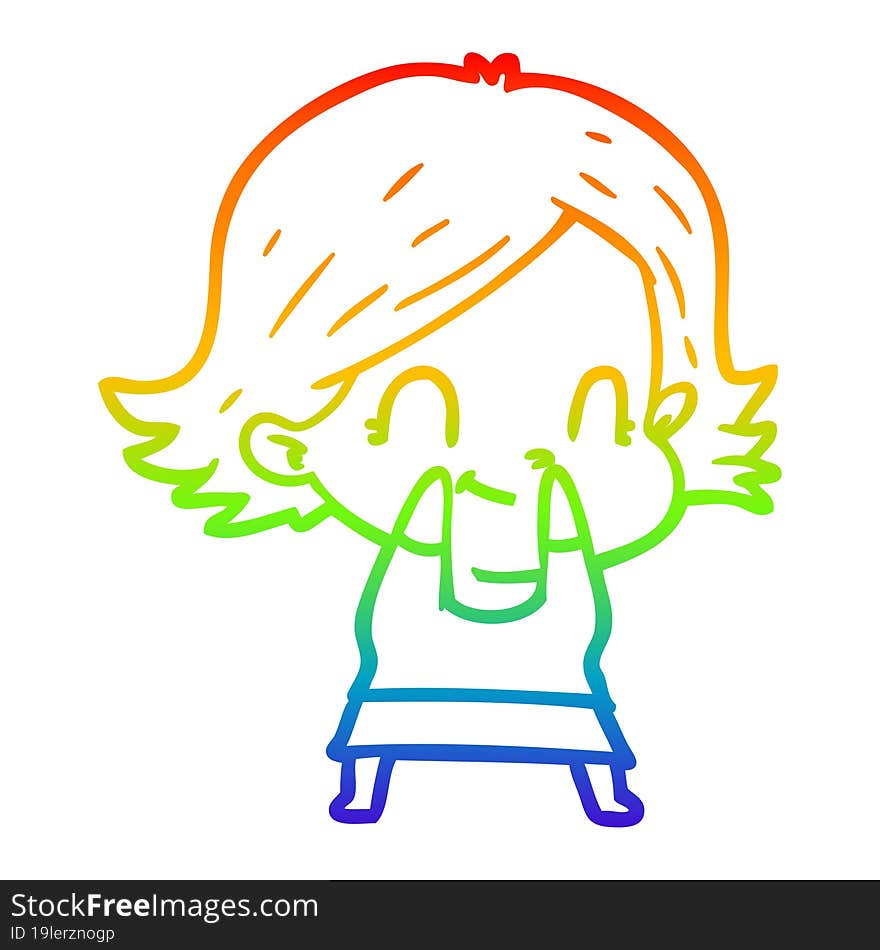 rainbow gradient line drawing cartoon friendly girl