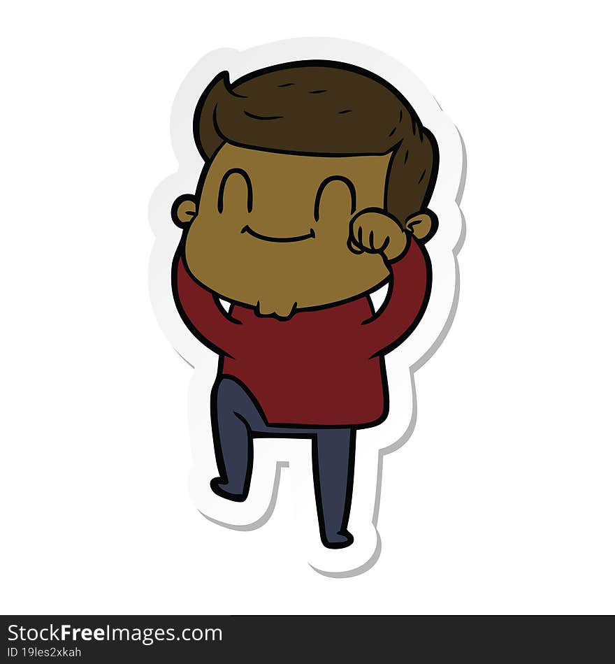 sticker of a cartoon friendly man