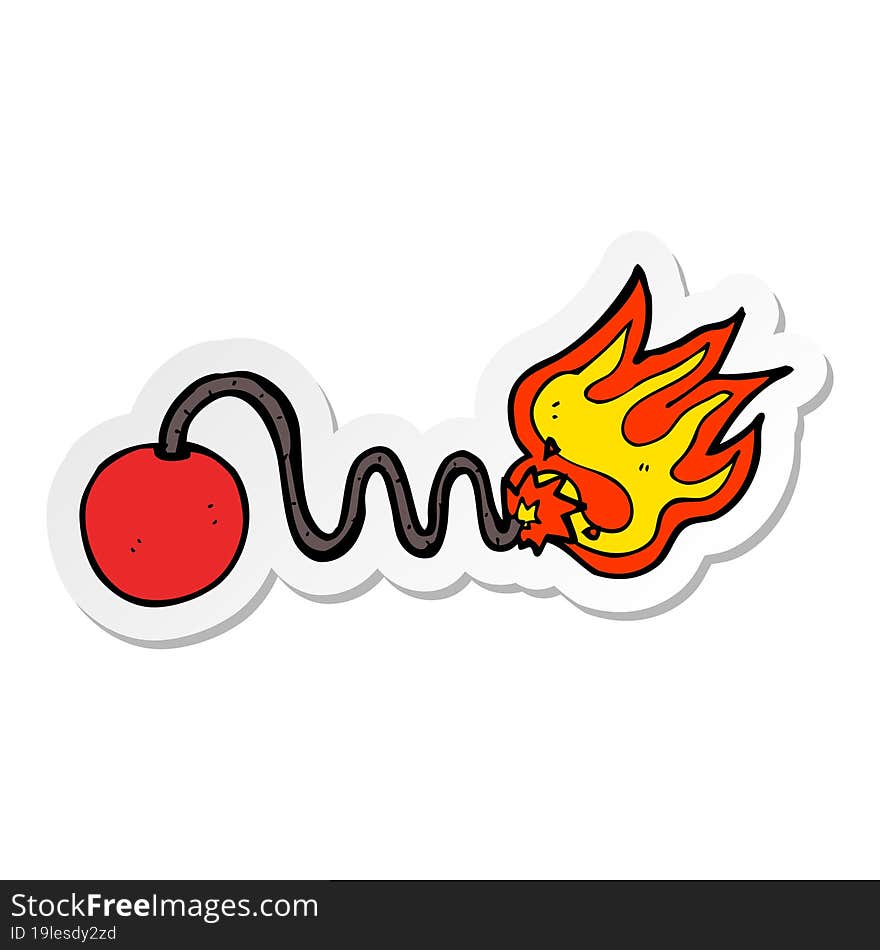 sticker of a cartoon bomb with burning fuse