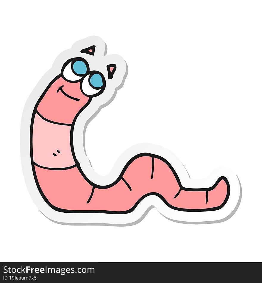 sticker of a cartoon worm