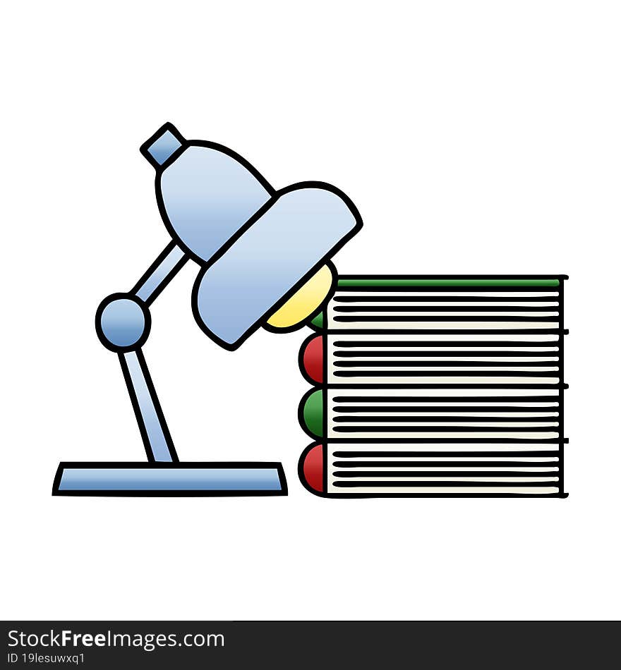 gradient shaded cartoon study books and lamp