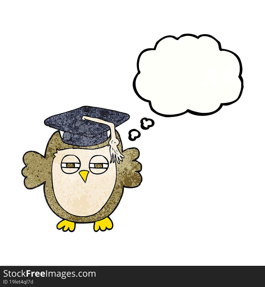 freehand drawn thought bubble textured cartoon clever owl