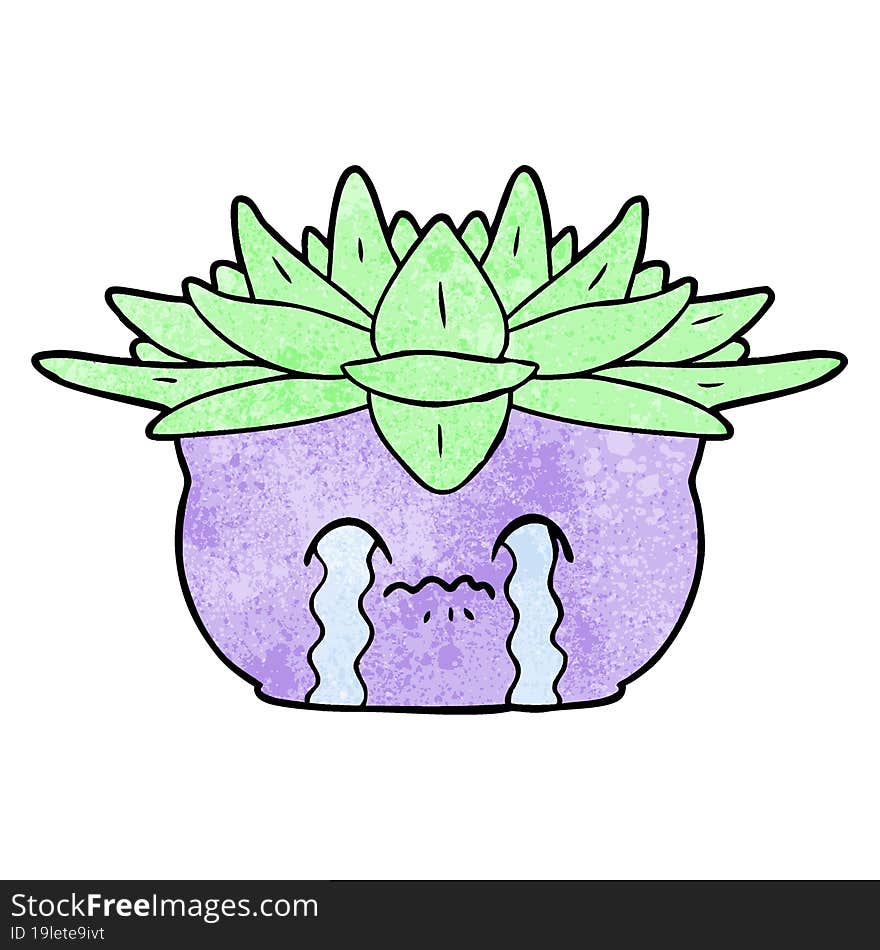 cartoon crying house plant. cartoon crying house plant